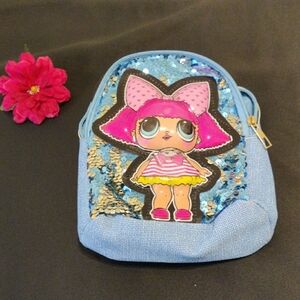 Kids Sequin Backpack with Cartoon Design - Blue and Pink